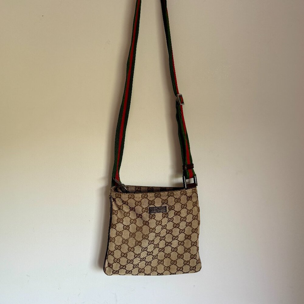 Authentic Vintage Gucci Canvas GG Shoulder Bag